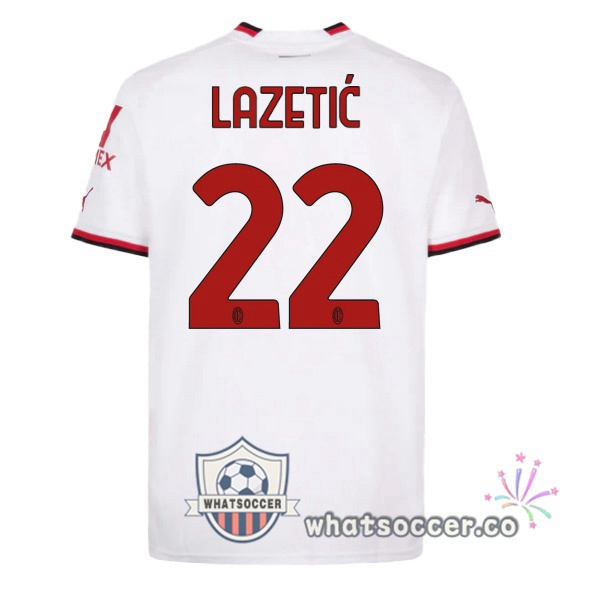 AC Milan (LAZETIĆ 22) Away Soccer Jerseys White 2022-2023
