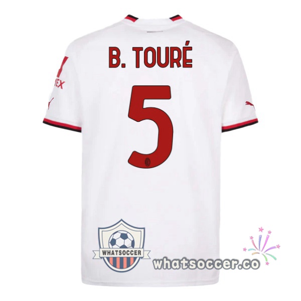AC Milan (B. TOURÉ 5) Away Soccer Jerseys White 2022-2023