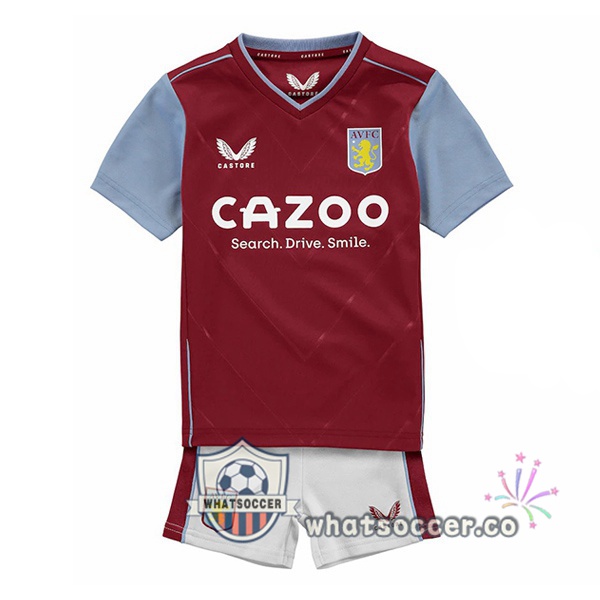 Aston Villa Kids Home Soccer Jerseys Red 2022-2023