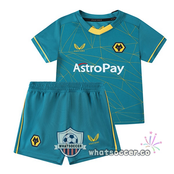 Wolves Kids Away Soccer Jerseys Blue 2022-2023