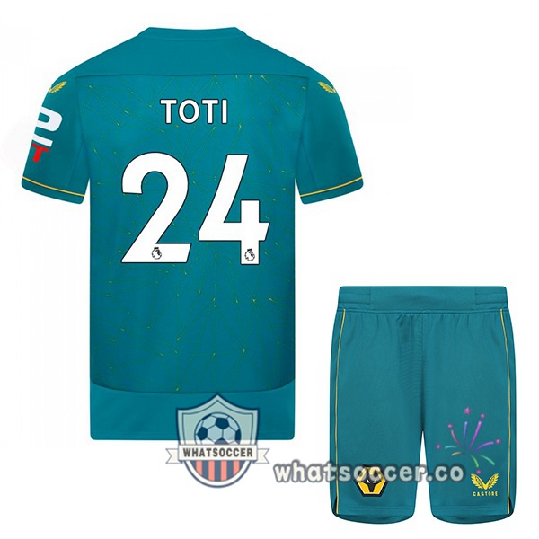 Wolves (TOTI 24) Kids Away Soccer Jerseys Blue 2022-2023