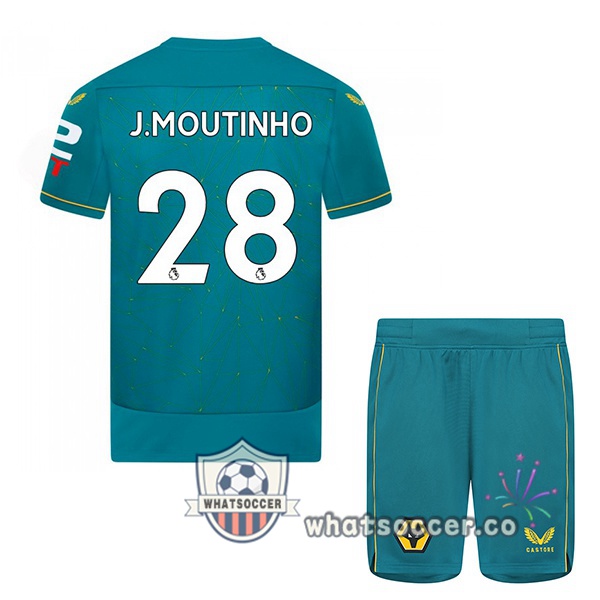 Wolves (J. MOUTINHO 28) Kids Away Soccer Jerseys Blue 2022-2023