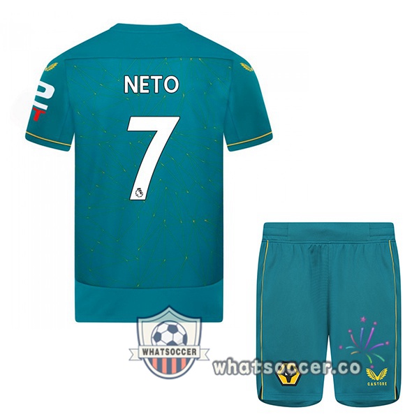 Wolves (NETO 7) Kids Away Soccer Jerseys Blue 2022-2023