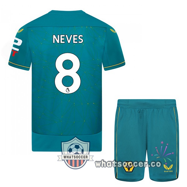 Wolves (NEVES 8) Kids Away Soccer Jerseys Blue 2022-2023