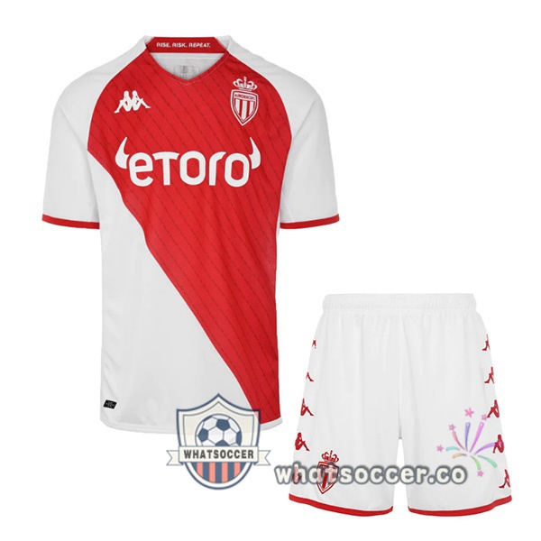 AS Monaco Kids Home Soccer Jerseys Red White 2022-2023