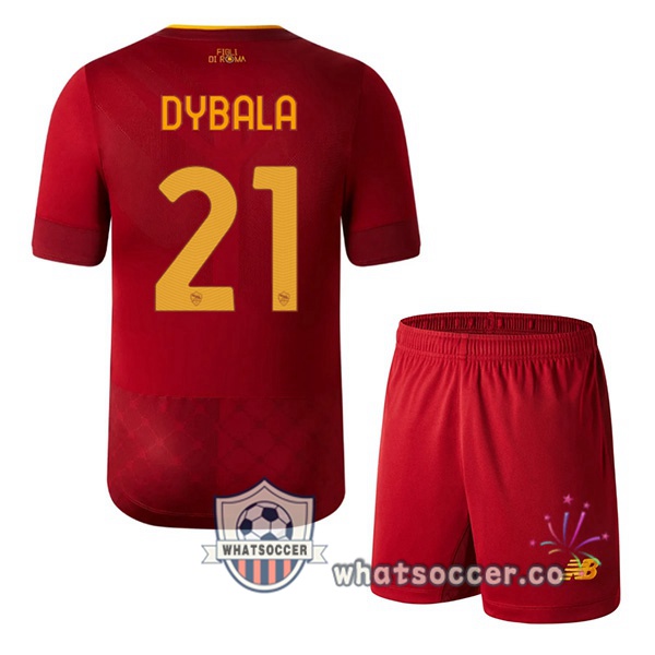 AS Roma (DYBALA 21) Kids Home Soccer Jerseys Red 2022-2023