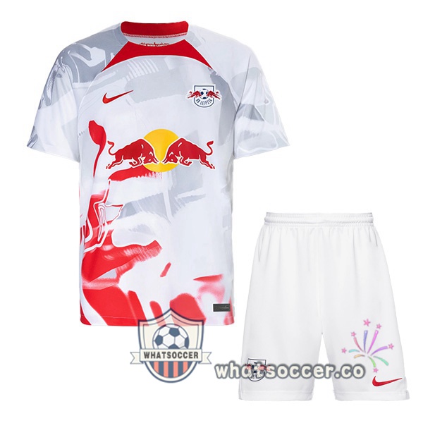 RB Leipzig Kids Home Soccer Jerseys White 2022-2023