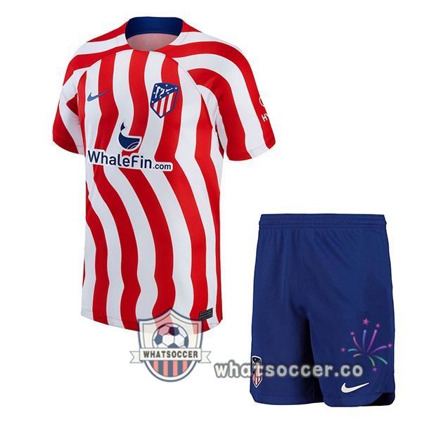 Atletico Madrid Kids Home Soccer Jerseys Red 2022-2023