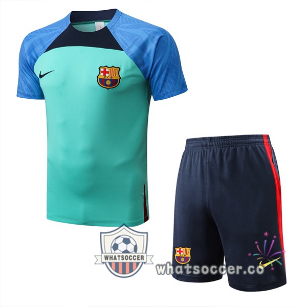 FC Barcelona Training T-Shirts + Shorts Green 2022-2023