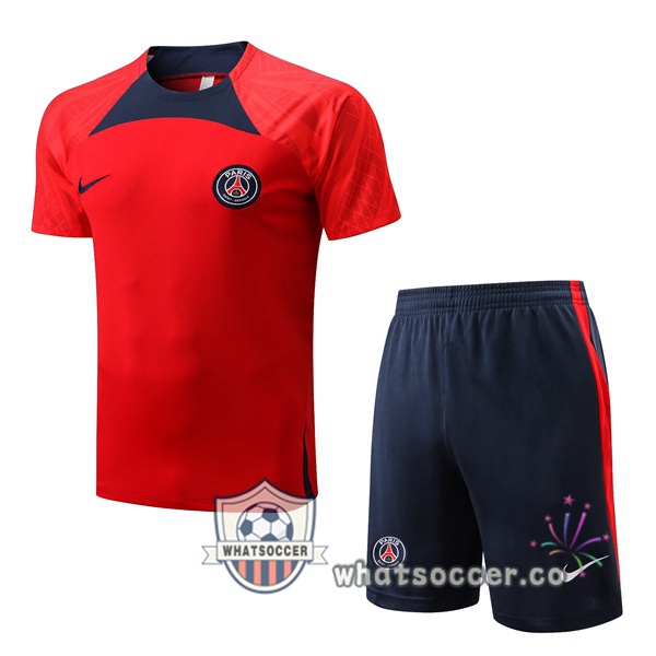 Paris PSG Training T-Shirts + Shorts Red 2022-2023