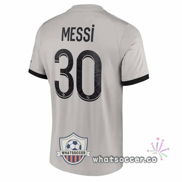 Paris PSG (Messi 30) Away Soccer Jerseys Gray 2022-2023