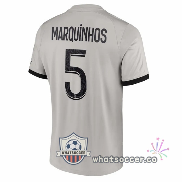 Paris PSG (Marquinhos 5) Away Soccer Jerseys Gray 2022-2023