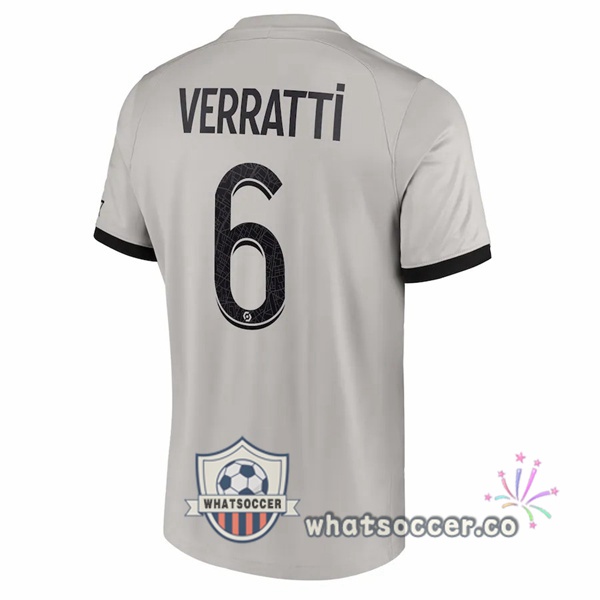 Paris PSG (Verratti 6) Away Soccer Jerseys Gray 2022-2023
