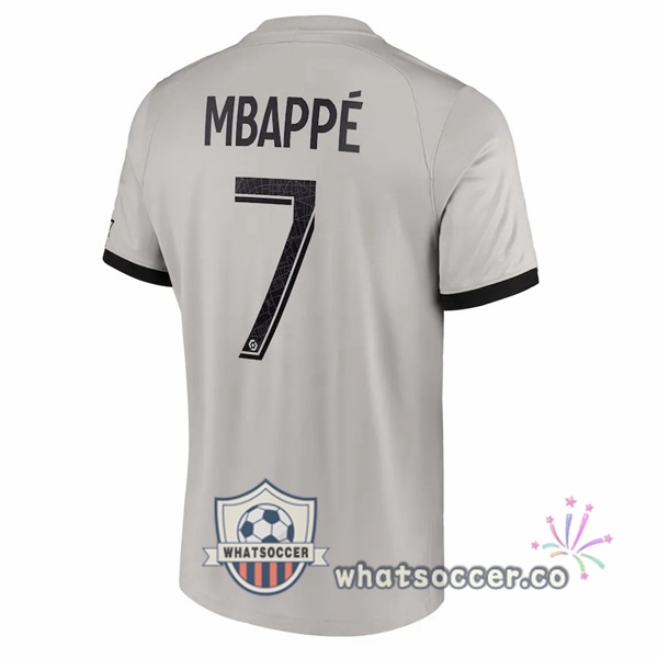 Paris PSG (Mbappé 7) Away Soccer Jerseys Gray 2022-2023
