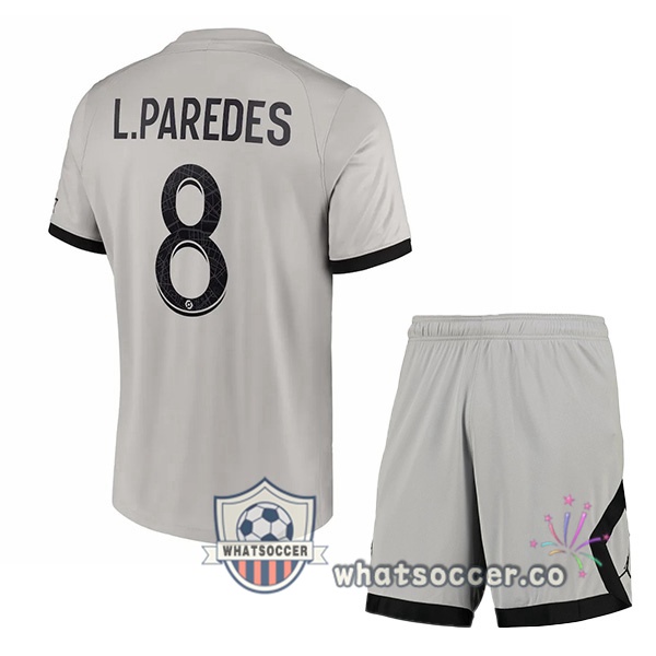Paris PSG (L.Paredes 8) Kids Away Soccer Jerseys Gray 2022-2023