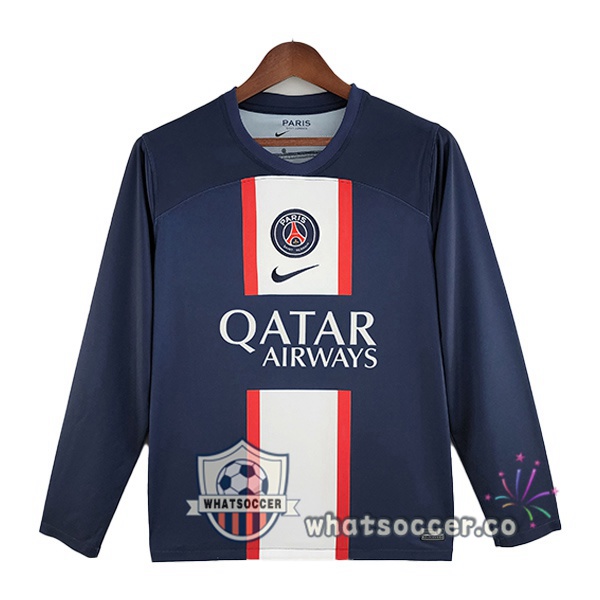 Paris PSG Home Soccer Jerseys Long Sleeve Blue Royal 2022-2023