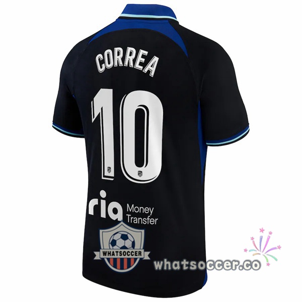 Atletico Madrid (Correa 10) Away Soccer Jerseys Black 2022-2023