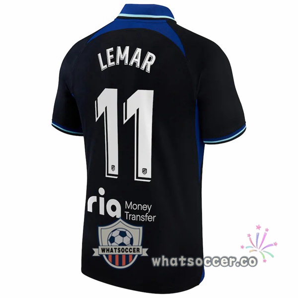 Atletico Madrid (Lemar 11) Away Soccer Jerseys Black 2022-2023