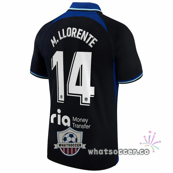 Atletico Madrid (M. Llorente 14) Away Soccer Jerseys Black 2022-2023