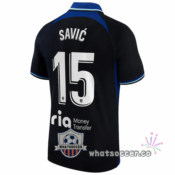 Atletico Madrid (Savic 15) Away Soccer Jerseys Black 2022-2023