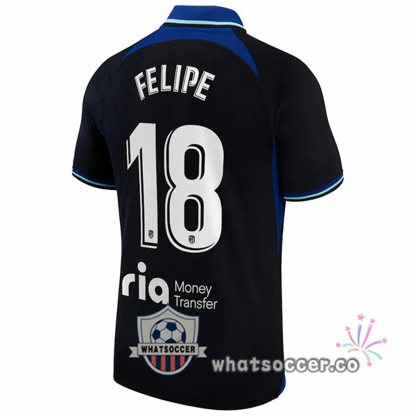 Atletico Madrid (Felipe 18) Away Soccer Jerseys Black 2022-2023