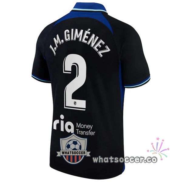 Atletico Madrid (J.M. Giménez 2) Away Soccer Jerseys Black 2022-2023