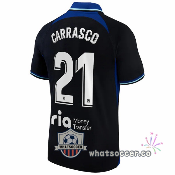 Atletico Madrid (Carrasco 21) Away Soccer Jerseys Black 2022-2023