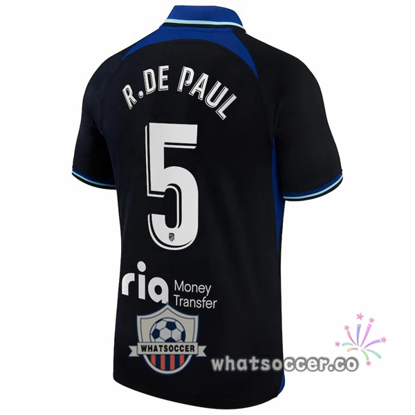 Atletico Madrid (R. De Paul 5) Away Soccer Jerseys Black 2022-2023