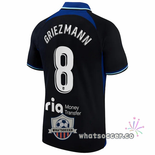 Atletico Madrid (Griezmann 8) Away Soccer Jerseys Black 2022-2023