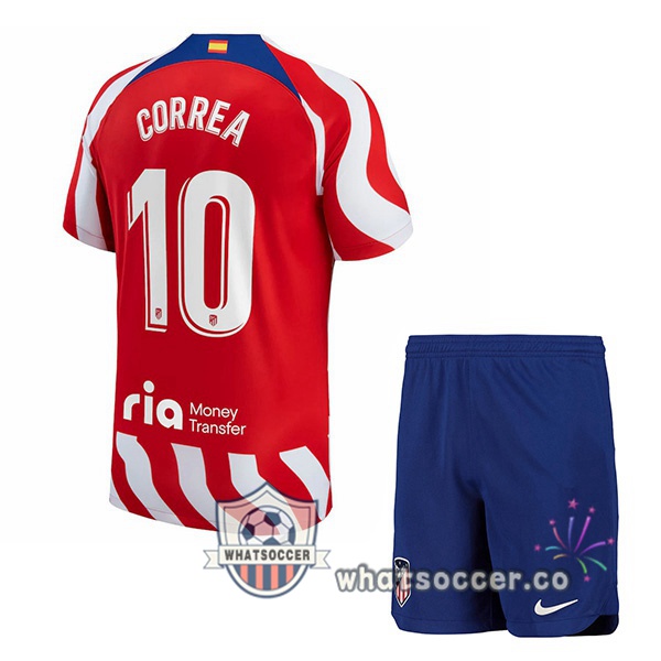 Atletico Madrid (Correa 10) Kids Home Soccer Jerseys Red 2022-2023