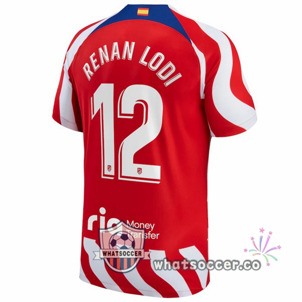 Atletico Madrid (Renan Lodi 12) Home Soccer Jerseys Red 2022-2023