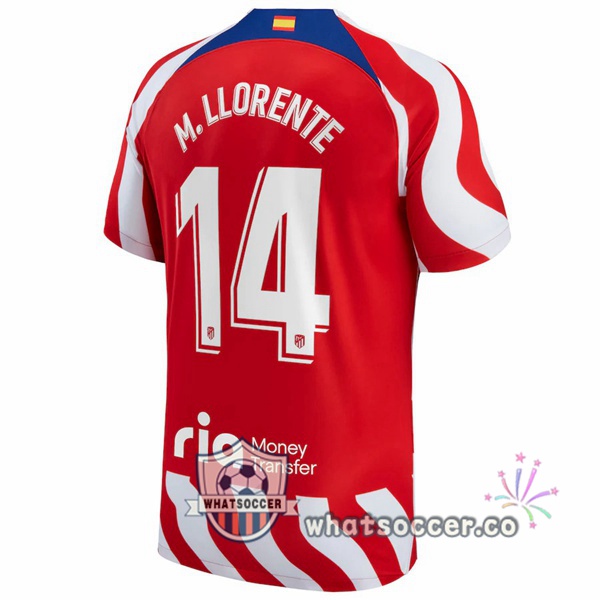 Atletico Madrid (M. Llorente 14) Home Soccer Jerseys Red 2022-2023