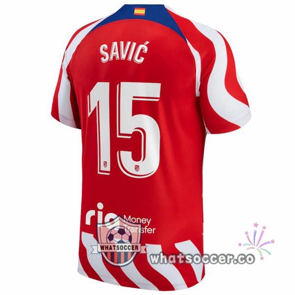 Atletico Madrid (Savic 15) Home Soccer Jerseys Red 2022-2023