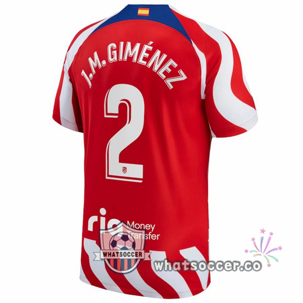 Atletico Madrid (J.M. Giménez 2) Home Soccer Jerseys Red 2022-2023
