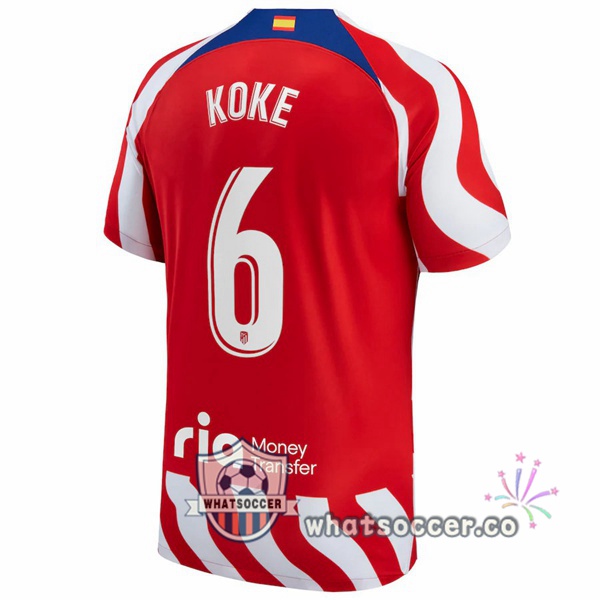 Atletico Madrid (Koke 6) Home Soccer Jerseys Red 2022-2023