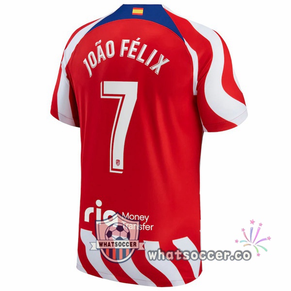 Atletico Madrid (João Félix 7) Home Soccer Jerseys Red 2022-2023