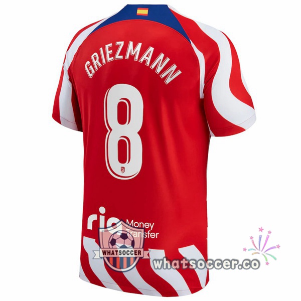 Atletico Madrid (Griezmann 8) Home Soccer Jerseys Red 2022-2023