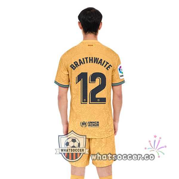 FC Barcelona (Martin Braithwaite 12) Away Soccer Jerseys Yellow 2022-2023