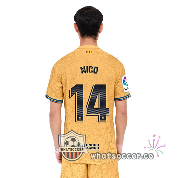 FC Barcelona (Nico 14) Away Soccer Jerseys Yellow 2022-2023