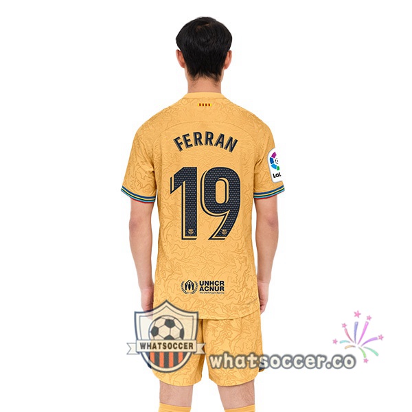 FC Barcelona (Ferran 19) Away Soccer Jerseys Yellow 2022-2023