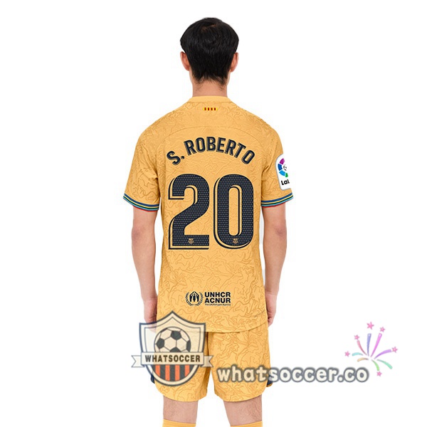 FC Barcelona (Sergi Roberto 20) Away Soccer Jerseys Yellow 2022-2023