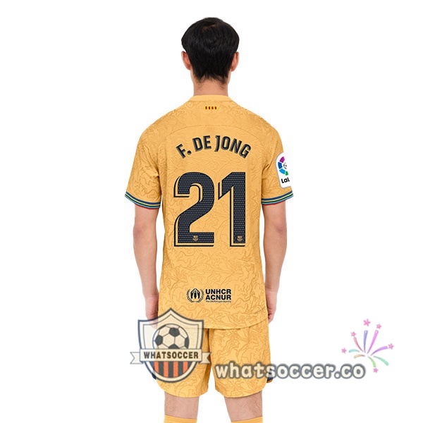 FC Barcelona (Frenkie de Jong 21) Away Soccer Jerseys Yellow 2022-2023