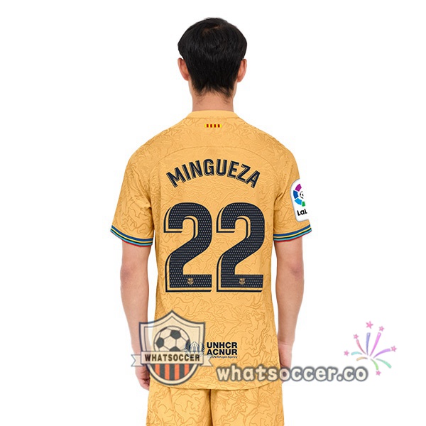 FC Barcelona (Mingueza 22) Away Soccer Jerseys Yellow 2022-2023