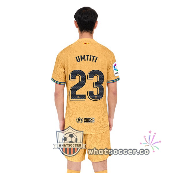 FC Barcelona (Umtiti 23) Away Soccer Jerseys Yellow 2022-2023