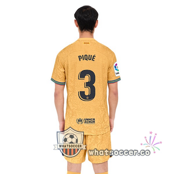 FC Barcelona (Gerard Piqué 3) Away Soccer Jerseys Yellow 2022-2023