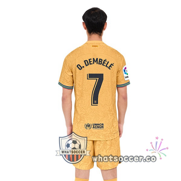 FC Barcelona (Ousmane Dembélé 7) Away Soccer Jerseys Yellow 2022-2023