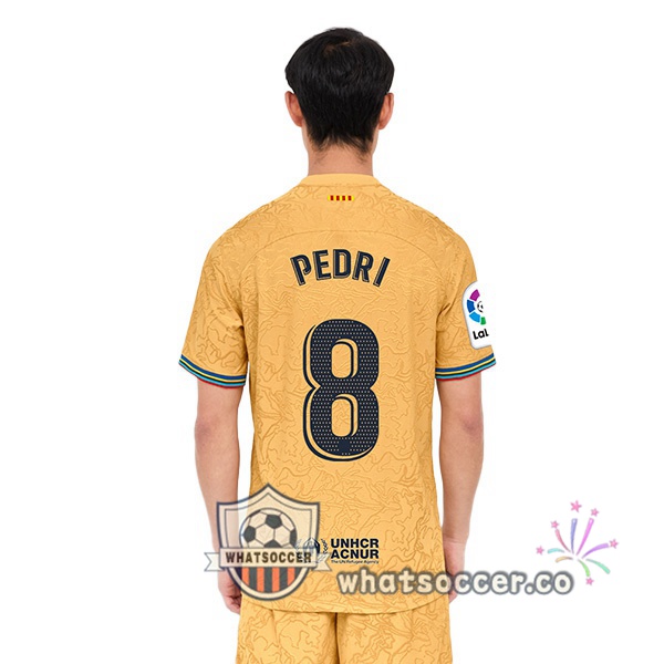 FC Barcelona (Pedri 8) Away Soccer Jerseys Yellow 2022-2023