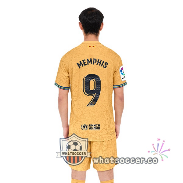 FC Barcelona (Memphis 9) Away Soccer Jerseys Yellow 2022-2023