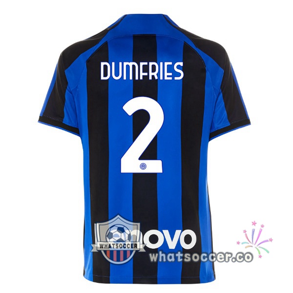Inter Milan (DUMFRIES 2) Home Soccer Jerseys Black Blue 2022-2023