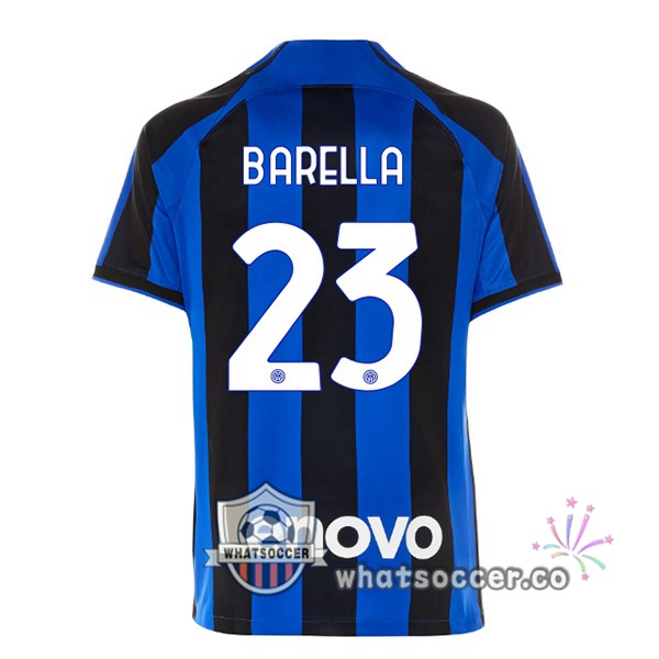Inter Milan (BARELLA 23) Home Soccer Jerseys Black Blue 2022-2023
